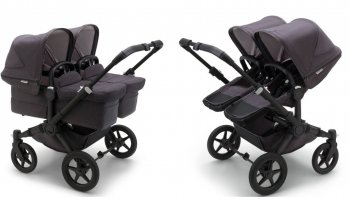 Детская коляска 2 в 1 для двойни и погодок Bugaboo Donkey 5 Twin Mineral шасси Black (Limited Edition)