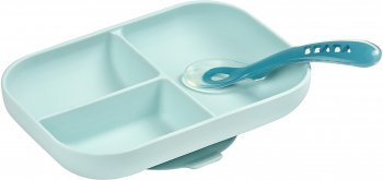 Набор посуды Beaba Set repas silicone avec ventouse (тарелка, ложка)
