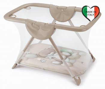 Детский манеж Cam Brevettato Millegiochi 261 бежевый с мишкой