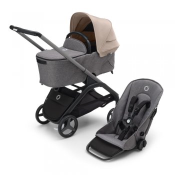 Детская коляска 2 в 1 Bugaboo Dragonfly на шасси Graphite Graphite/ Grey Melange/ Desert Taupe