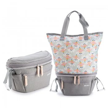 Сумка 2 в 1 для мамы Beaba Sac Biarritz HEATHER GREY/ при покупке с продукцией