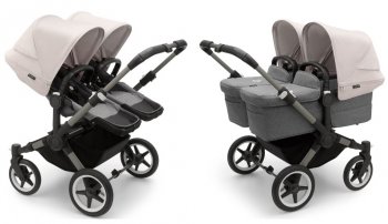 Детская коляска 2 в 1 для двойни и погодок Bugaboo Donkey 5 Twin шасси Graphite Graphite/Grey Melange/Misty White