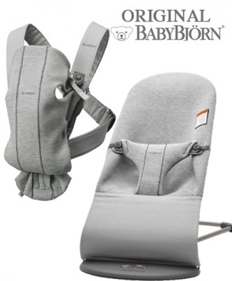Детский шезлонг BabyBjorn Bliss 3D Jersey и рюкзак-кенгуру BabyBjorn Mini 3D Jersey
