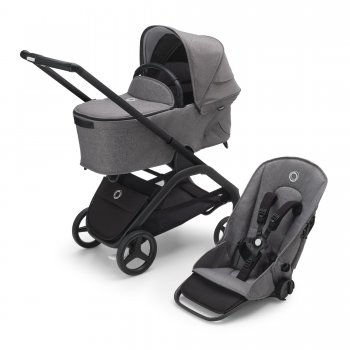 Детская коляска 2 в 1 Bugaboo Dragonfly на шасси Black Black/ Grey Melange/ Grey Melange