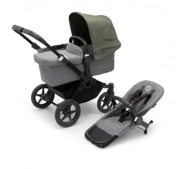 Детская коляска 2 в 1 Bugaboo Donkey 5 Mono на шасси Black Black/Grey Melange/Forest Green