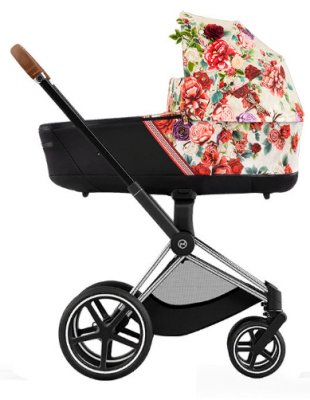Коляска для новорожденных Cybex Priam и e-Priam IV FE Spring Blossom Light (шасси на выбор) шасси Chrome Brown
