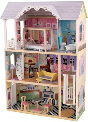 Трехэтажный дом из дерева для Барби KidKraft &quot;Кайли&quot; , с мебелью 10 предметов (65869_KE)