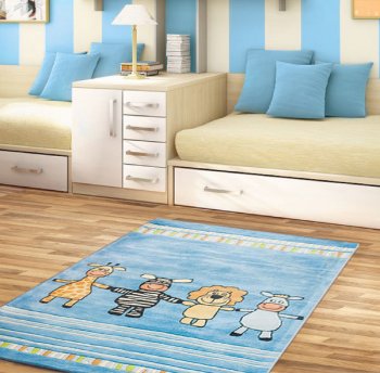 Детский ковёр в комнату Pansky 4 друга (синий) (120*180)