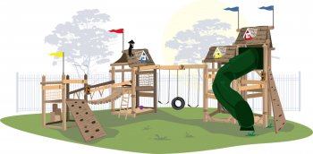 Детский игровой комплекс Kids Crooked House Тропический угловой (Кидс Крукед Хаус)