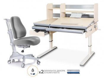 Комплект детский стол-парта Mealux Montreal (BD-670) + кресло Match (Y-528) Белый дуб/Серый