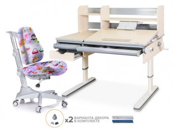 Комплект детский стол-парта Mealux Montreal (BD-670) + кресло Match (Y-528) Белый дуб/С девочками