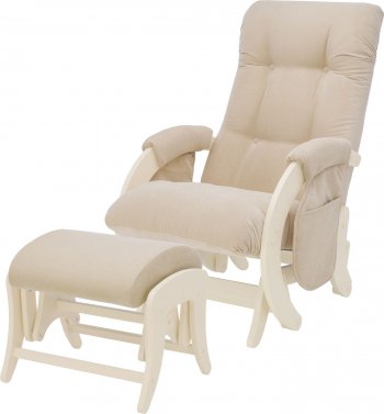 Кресло для кормления и укачивания Milli Smile в комплекте с пуфом (Каркас Дуб шампань) Дуб шампань, ткань Velutto 18