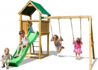 Набор для игровой площадки Paremo PS217-01: детский домик с песочницей и 2скатной крышей, горкой и 2мя качелями 1