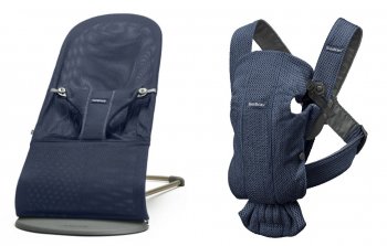 Детский шезлонг BabyBjorn Balance Bliss Mesh и рюкзак-кенгуру MINI Mesh 0210.08 + 0060.03 /Navy Blue