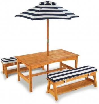 Стол с двумя скамейками и зонтом KidKraft (00500_KE/00106_KE)