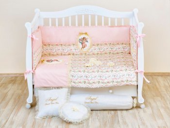 Комплект в кроватку MickyMarky &quot;Pink Angel&quot; в стиле Прованс, 6 предметов