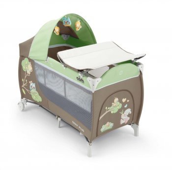 Детский манеж-кроватка Cam Daily Plus (Кам Дейли Плюс) 225 серый/салатовый с совами
