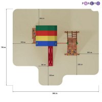 Набор для игровой площадки Paremo PS217-md: детский домик с песочницей, тентом, горкой и 2мя качелями, 2мя скалодромами 3