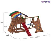 Набор для игровой площадки Paremo PS217-md: детский домик с песочницей, тентом, горкой и 2мя качелями, 2мя скалодромами 2