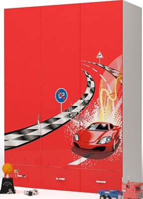 Трехдверный шкаф ABC King Formula Красный/каркас серый